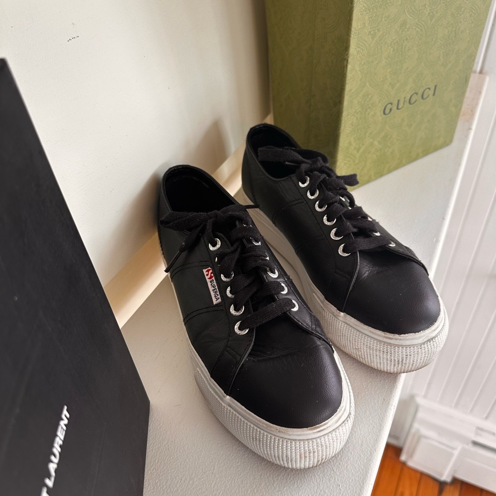 Superga Black and White Platform Shoes - Picture 2 of 4